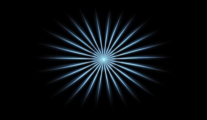 青い光の放射が宇宙の深淵を表現するアート作品