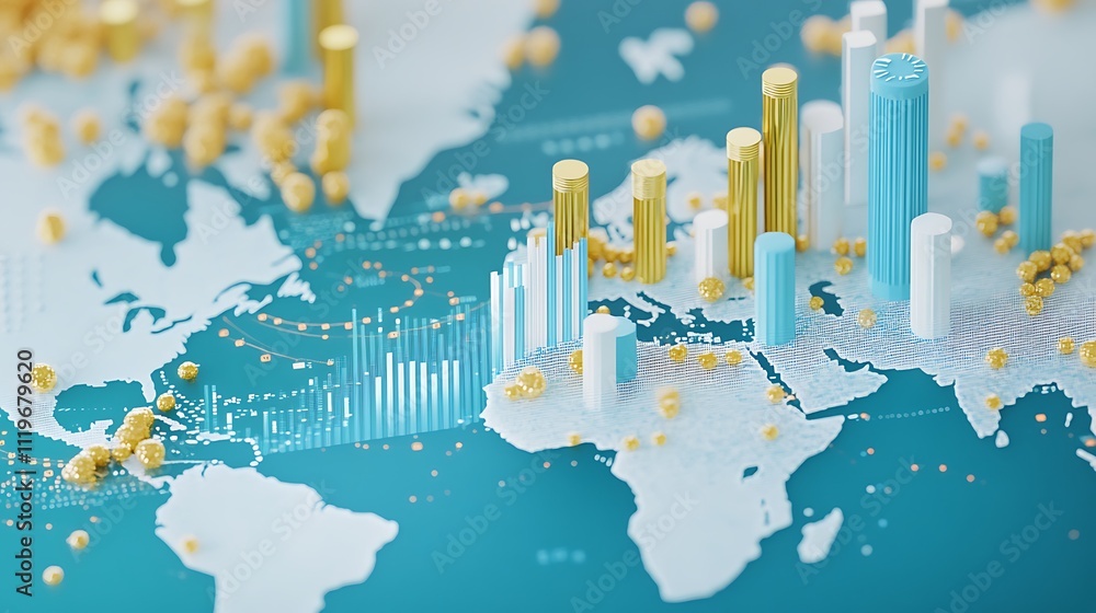 Aufkleber analyzing global trends with data visualization and world map insights