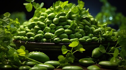 Vegan protein balanced diet with beans and green sprout. Balancing act vegetarian food  