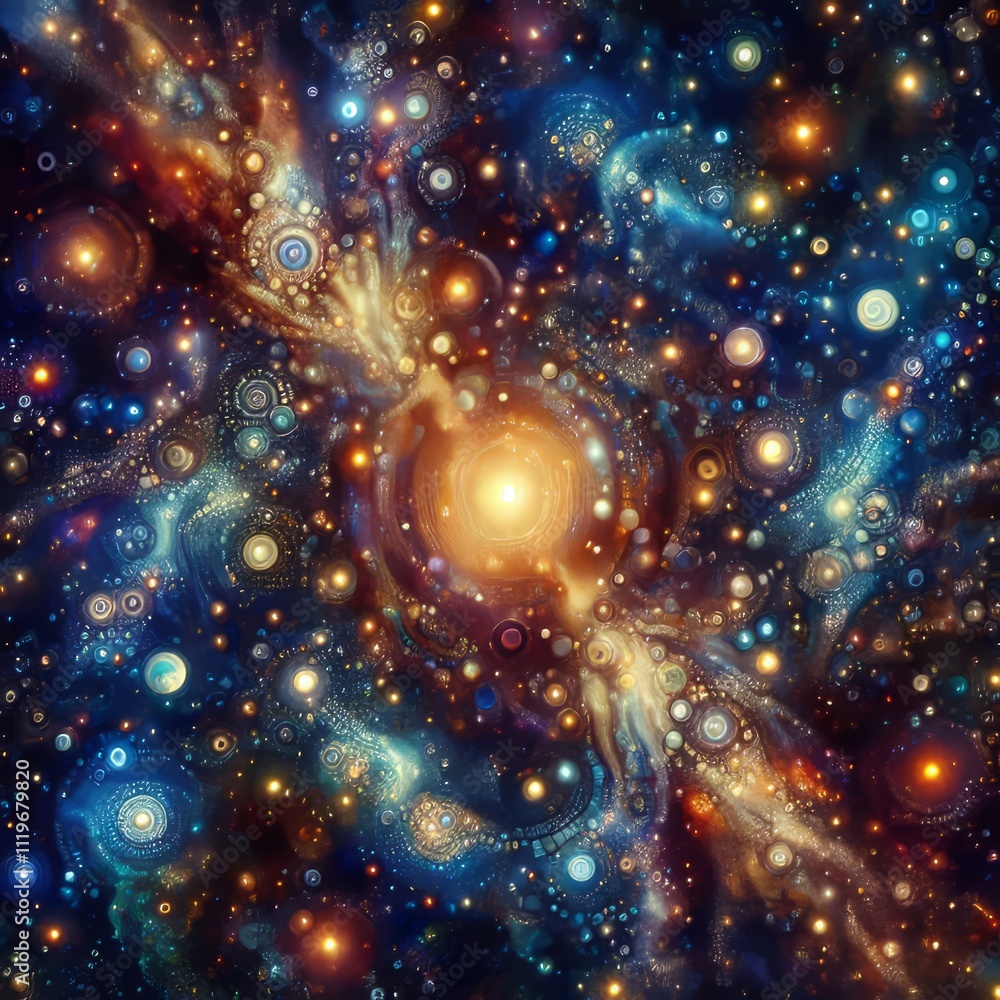Poster galactic mosaic a mosaic made of celestial bodies creating a com