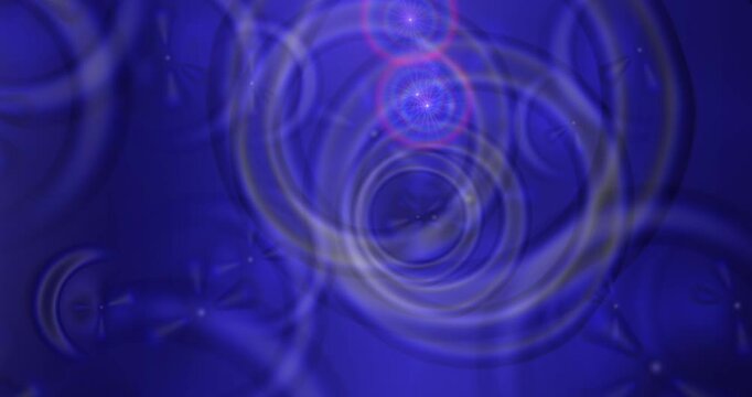 Multicolor colorful abstract background. Circles moving in 3D. Animated background and club video. Meditation video. Seamless loop. Loop