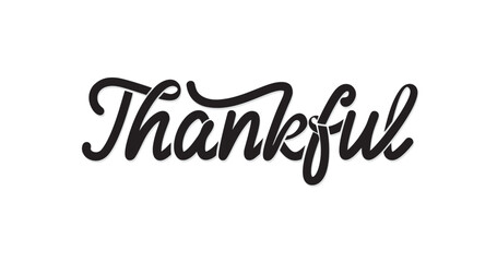 Thankful text in beautiful handwritten calligraphy vector design in black color, perfect for various applications.
