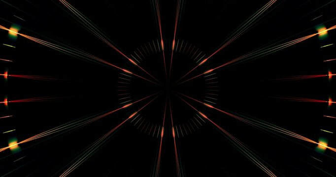 Glowing multicolored light beams form moving patterns. Animated background and club video. Meditation video. Endless loop. Cycle