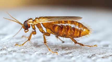 Flea Jumping from Pet s Fur Symbolizing Irritation and Discomfort Caused by Tiny Pests