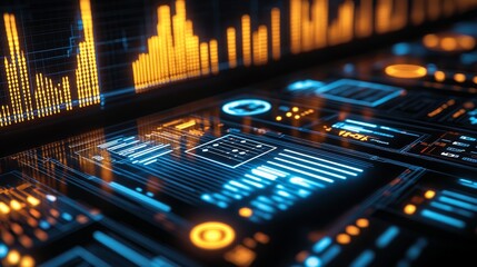 Futuristic HUD Display Analyzing Brainwave Data Visualization, Immersed in Synthwave Colors