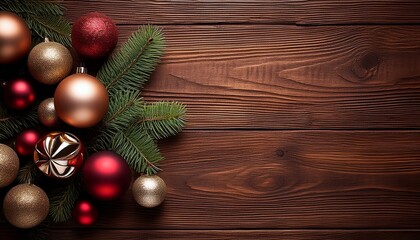 Naklejka premium Natural wood texture, top view of natural pattern for backdrop, light wooden color, abstract background with gifts, christmas, greeting card design.