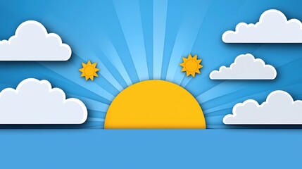 Fototapeta premium A blue sky with a sun and clouds