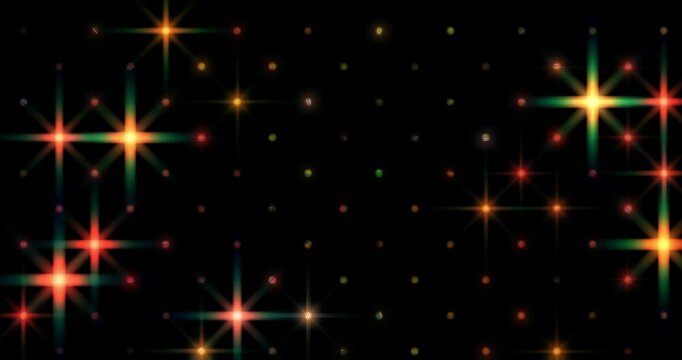 Multicolored twinkling stars. Colorful animated background and club video. Meditation video. Seamless loop. Loop