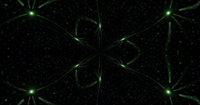 Glowing multicolored light beams form moving patterns. Animated background and club video. Meditation video. Endless loop. Cycle