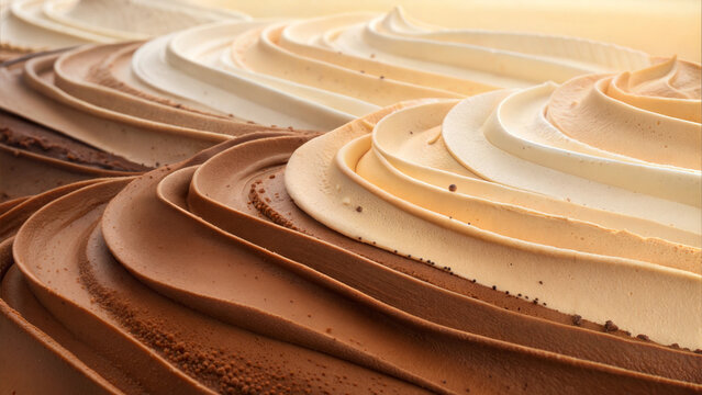 Creamy dessert layers in shades of chocolate and vanilla with soft swirls for a tempting texture