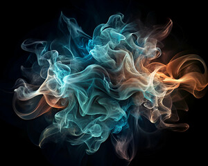 Abstract Smoke Art. Ethereal Blue and Orange Swirls