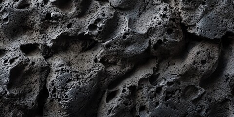 Porous volcanic rock surface in dark tones