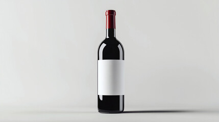 Advertising product: bottle of red wine with unprinted label.