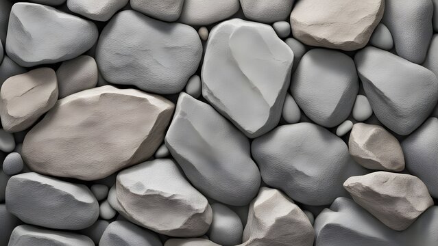 Seamless texture of gray and beige smooth stones.