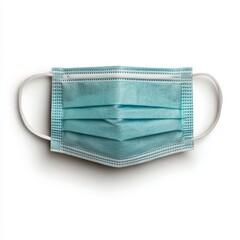 Medical Surgical Mask with Soft Folds and Elastic Straps on White Background - Photorealistic Protection