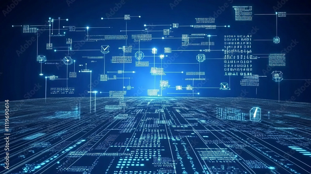 Poster futuristic technology background, digital network, data communication, cyberspace with binary code