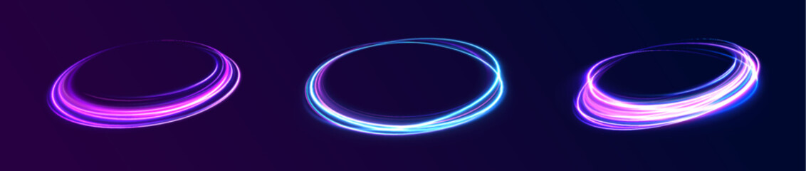 Light cool whirlwind. Vector sparkle, png, effect, wave,neon,line. Abstract circle, neon color glowing lines background. Curve neon line light effect.
