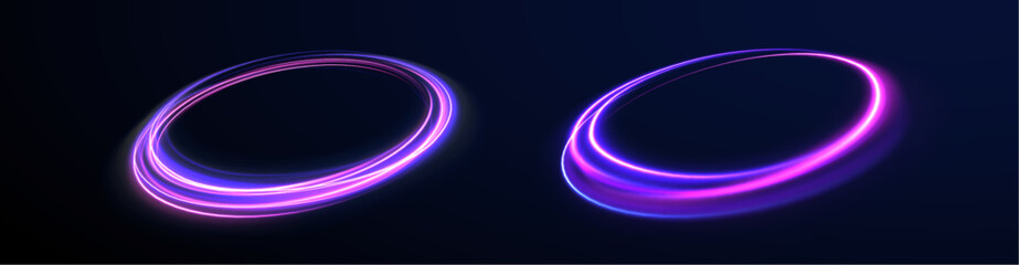 Curve light effect of neon line. Png luminous neon circle. Light neon pedistal, podium, platform, table. To center a bright flash, png, effect, wave,neon,line.