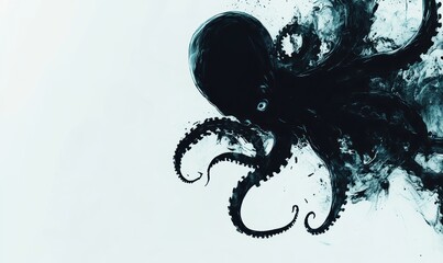 Naklejka premium タコが瞬時に透明感のある背景の中で泳ぐ様子