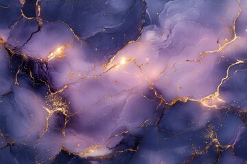 Abstract Background of Purple and Gold Liquid Art with Natural Marble Textures for Elegant Design and Creative Projects