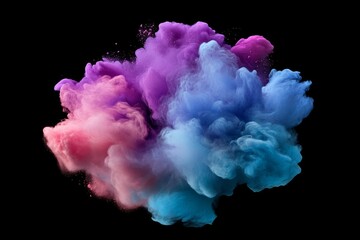 Fototapeta premium Vibrant Explosion of Colorful Smoke and Dust Against a Black Background in Stunning Shades of Pink, Purple, Blue, and Turquoise for Creative Visuals and Artistic Projects