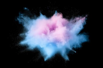 Fototapeta premium Surreal Explosion of Colorful Smoke in Pink and Blue Against a Black Background Capturing the Essence of Artistic Fluidity and Imagination for Creative Projects