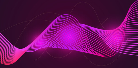 Abstract wave background. Element for design. Digital frequency track equalizer. Stylized line art. Colorful shiny wave with lines created using blend tool. 