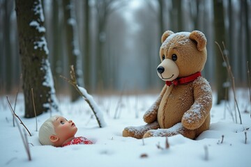 teddy bear in the snow