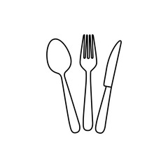 Knife, spoon and fork vector icon set. restaurant illustration sign collection. onboard food menu symbol.