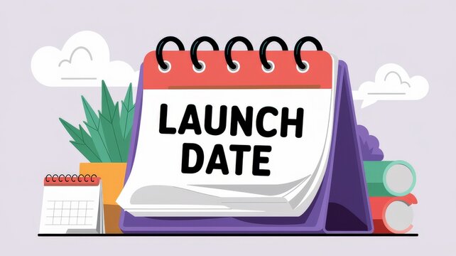 Calendar on the table with the phrase Launch Date.