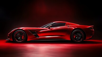 Obraz premium A red sports car on a red background.