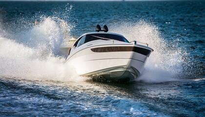 Fototapeta premium Speed boat crashing through waves