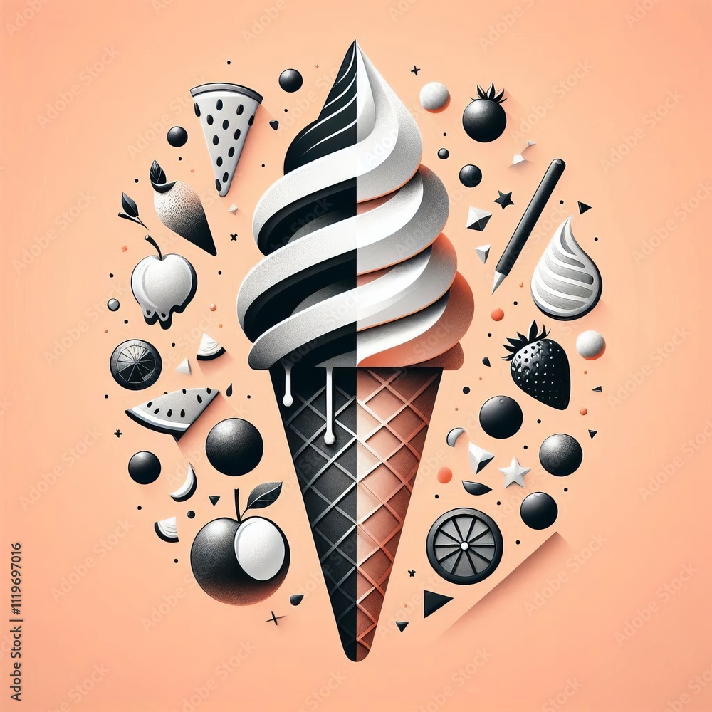 Poster ice cream cone simple cone cone abstract ice cream cone