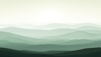 Obraz premium 山々が連なる静かな朝の風景が広がる薄明かりの中の美しい景色