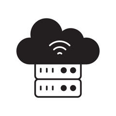 cloud computing glyph icon with white background vector stock illustration
