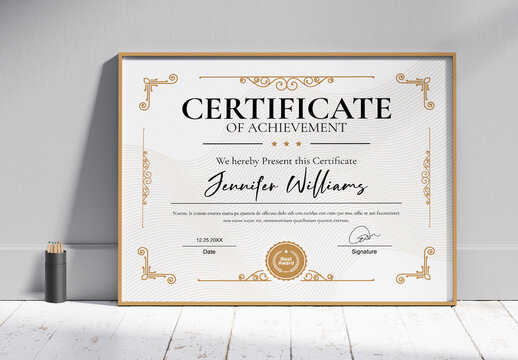 Certificate of Appreciation Layout with Ornate Border Template