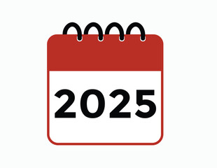 2025 year, calendar icon. Flat calendar icon design showing the year 2025

