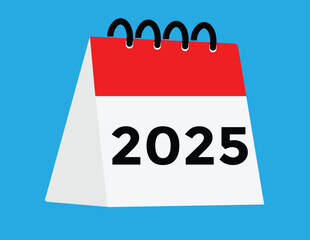 2025 year, calendar icon. Flat calendar icon design showing the year 2025
