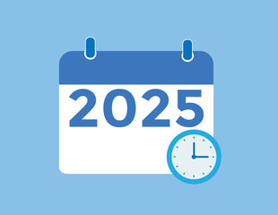 2025 year, calendar icon. Flat calendar icon design showing the year 2025
