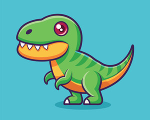 Fototapeta premium Cute Green Dinosaur Cartoon Illustration