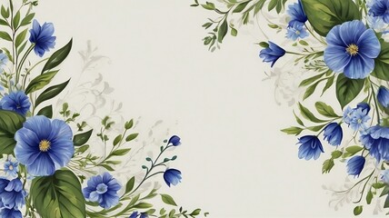 blue flower border background, for your design template. generative ai