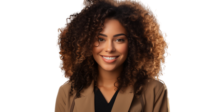 Cheerful Latin woman holding her phone, smiling while texting or browsing, isolated on transparent, isolated on transparent background.