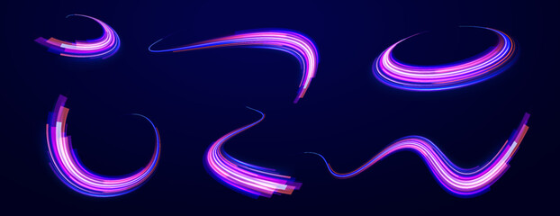 Abstract background rotational border lines. Neon stripes in the form of drill, turns and swirl. Iight background, speed, wavy, swirl,curve,speedy,vector. 