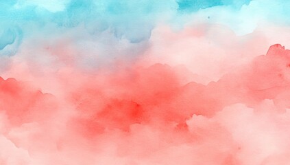 Fototapeta premium 柔らかな水彩画の雲が漂う空の風景