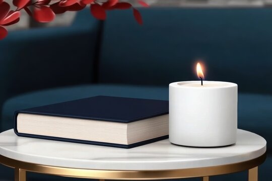 a cozy coffee table displaying poetry books and a candle, creating a serene setting to celebrate international womens day - Powered by Adobe