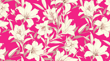 Fototapeta premium Beautiful Anime Lily Flower Illustration, Wallpaper Art