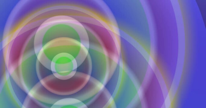 Multicolor colorful abstract background. Circles moving in 3D. Animated background and club video. Meditation video. Seamless loop. Loop