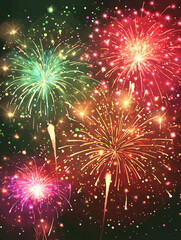 カラフルな打ち上げ花火　Generative AI