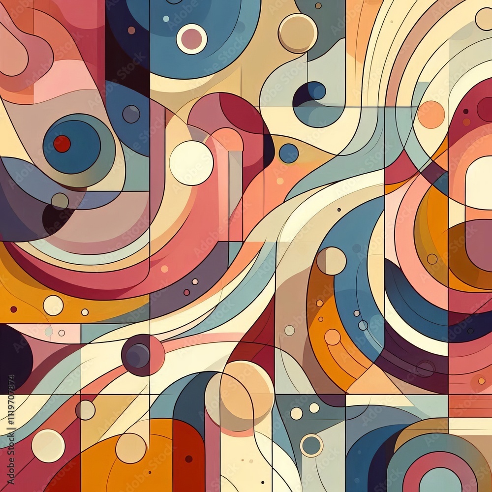 Poster lineless art with implied shapes using color and shading to defi