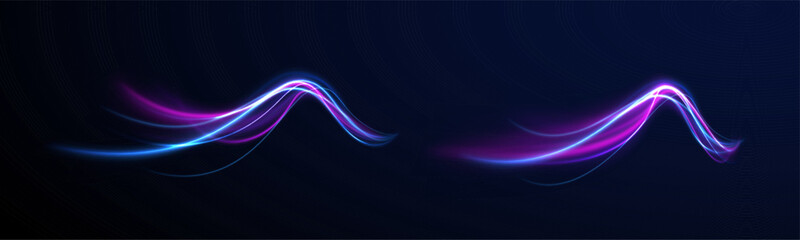 Colorful Light Trails, Long Time Exposure Motion Blur Effect. Abstract fire flare trace lens flares acceleration speed motion on night road. Acceleration speed motion on night road. 